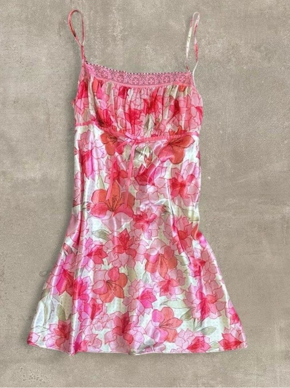 Linea Donatella Pink and Coral Floral Slip Dress